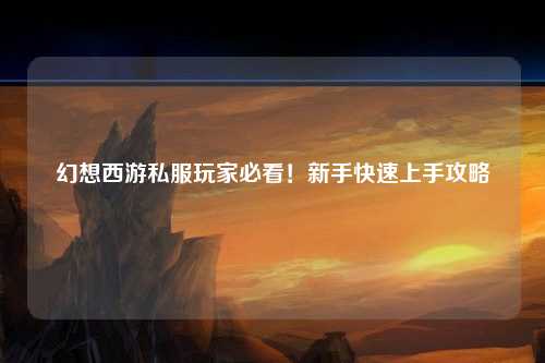 幻想西游私服玩家必看！新手快速上手攻略